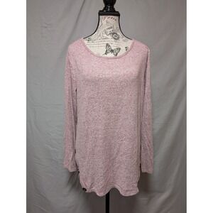 Apt. 9 Women's Heathered Pink Chenille Sweater Side‎ Button Detail Size Large